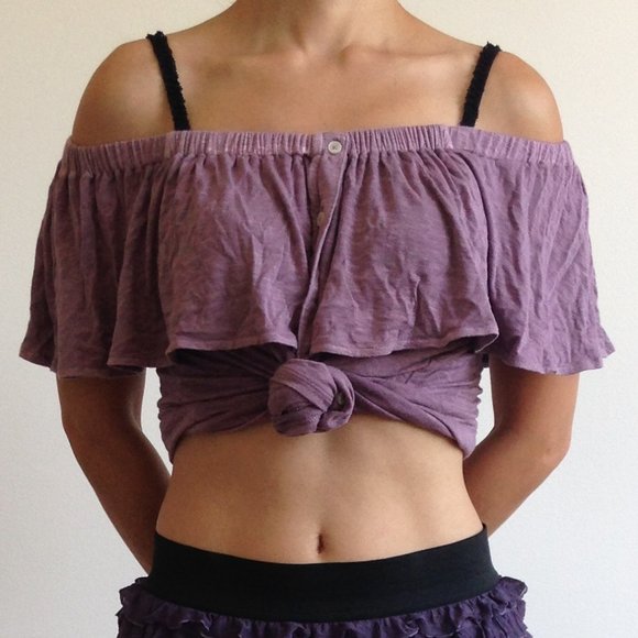 American Eagle - Purple Off The Shoulder Top - Picture 7 of 14